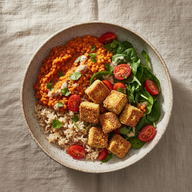 Lentil & tofu power bowl